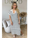 BLACK - 'DAHLIA DRESS' - 100% COTTON STRIPED KNITTED DRESS