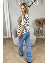 BLACK - 'DAHLIA TOP' - 100% COTTON STRIPED KNITTED TOP