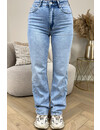 QUEEN HEART JEANS - LIGHT BLUE - 'ORLANDO' - PERFECT WASHING STRETCH WIDE LEG JEANS