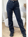 QUEEN HEART JEANS - BLACK - 'ORLANDO' - PERFECT WASHING STRETCH WIDE LEG JEANS