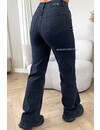 QUEEN HEART JEANS - BLACK - 'ORLANDO' - PERFECT WASHING STRETCH WIDE LEG JEANS