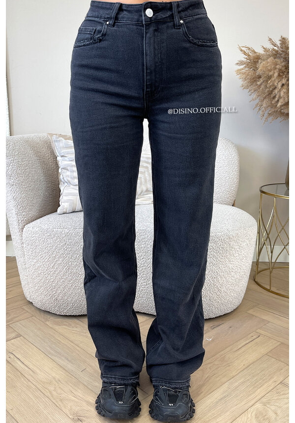 QUEEN HEART JEANS - BLACK - 'ORLANDO' - PERFECT WASHING STRETCH WIDE LEG JEANS