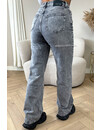 QUEEN HEART JEANS - GREY - 'ORLANDO' - PERFECT WASHING STRETCH WIDE LEG JEANS