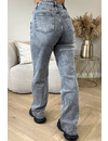 QUEEN HEART JEANS - GREY - 'ORLANDO' - PERFECT WASHING STRETCH WIDE LEG JEANS