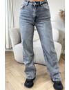 QUEEN HEART JEANS - GREY - 'ORLANDO' - PERFECT WASHING STRETCH WIDE LEG JEANS