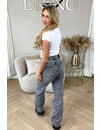 QUEEN HEART JEANS - GREY - 'ORLANDO' - PERFECT WASHING STRETCH WIDE LEG JEANS