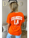 ORANGE/WHITE - 'LA ON MY BACK TEE' - OVERSIZED TEDDY SLOGAN TEE LOS ANGELES