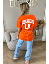 ORANGE/WHITE - 'LA ON MY BACK TEE' - OVERSIZED TEDDY SLOGAN TEE LOS ANGELES