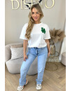 WHITE/GREEN - 'LA ON MY BACK TEE' - OVERSIZED TEDDY SLOGAN TEE LOS ANGELES