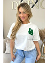 WHITE/GREEN - 'LA ON MY BACK TEE' - OVERSIZED TEDDY SLOGAN TEE LOS ANGELES