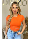 ORANGE - 'BECKY SHORT' - SHORT SLEEVE BASIC CROP TOP