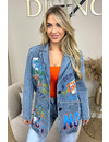 BLUE - 'BRITNEY' - EXCLUSIVE DENIM GRAFFITI DESIGNER BLAZER