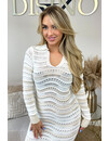 BEIGE - 'SANDY' - CROCHET KNITTED LONG SLEEVE DRESS