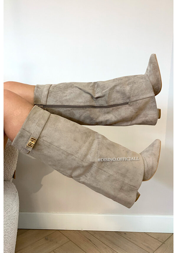 KHAKI - 'SHARK BOOTS' - PREMIUM QUALITY PERFECT HIGH HEELS