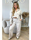 BEIGE - 'SERENA SET' - CROPPED BLOUSE + WIDE LEG PANTS SET