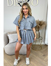 LIGHT GREY - 'BLAIR' - TWO PIECE CROPPED BLOUSE + SKORT SET