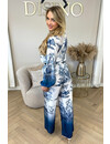 ROYAL BLUE - 'SAMIRA' - DESIGNER INSPIRED SATIN BLOUSE + PANTS TWO PIECE SET