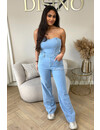 LIGHT BLUE - 'JANELL' - SUPER STRETCH DENIM JUMPSUIT