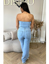 LIGHT BLUE - 'JANELL' - SUPER STRETCH DENIM JUMPSUIT