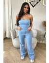 LIGHT BLUE - 'JANELL' - SUPER STRETCH DENIM JUMPSUIT