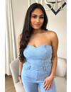 LIGHT BLUE - 'JANELL' - SUPER STRETCH DENIM JUMPSUIT