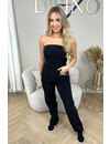 BLACK - 'DIAMONDS DENIM JUMPSUIT' - ALL OVER DIAMONDS STRAPLESS DENIM JUMPSUIT