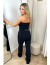 BLACK - 'DIAMONDS DENIM JUMPSUIT' - ALL OVER DIAMONDS STRAPLESS DENIM JUMPSUIT