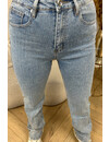 BLUE - 'DIAMONDS ALL OVER JEANS' - EXCLUSIVE STRETCH STRAIGHT LEG JEANS