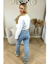 BLUE - 'DIAMONDS ALL OVER JEANS' - EXCLUSIVE STRETCH STRAIGHT LEG JEANS