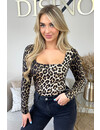 LEOPARD - 'NICOLE SQUARE' - PERFECT FIT LONG SLEEVE TOP