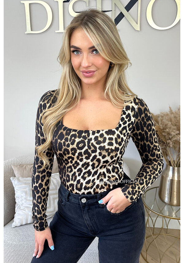 LEOPARD - 'NICOLE SQUARE' - PERFECT FIT LONG SLEEVE TOP