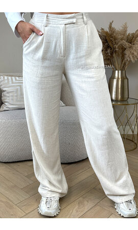 BEIGE - 'MILA LINNEN' - HIGH WAIST COMFY PANTALON