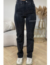 BLACK - 'CELINA DIAMONDS JEANS' - EXCLUSIVE STRETCH STRAIGHT LEG JEANS