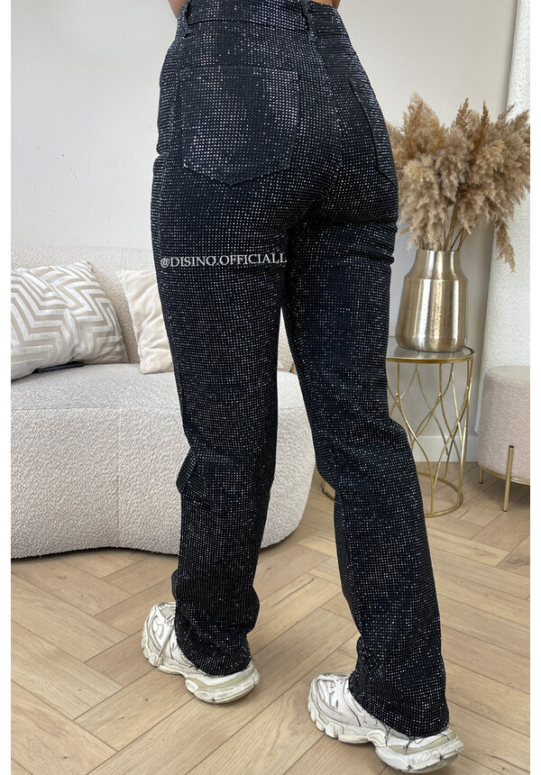 BLACK - 'CELINA DIAMONDS JEANS' - EXCLUSIVE STRETCH STRAIGHT LEG JEANS