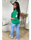 GREEN - 'NY ON MY BACK TEE' - OVERSIZED TEDDY SLOGAN TEE NEW YORK