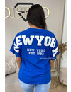 ROYAL BLUE - 'NY ON MY BACK TEE' - OVERSIZED TEDDY SLOGAN TEE NEW YORK