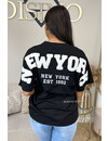 BLACK/WHITE - 'NY ON MY BACK TEE' - OVERSIZED TEDDY SLOGAN TEE NEW YORK