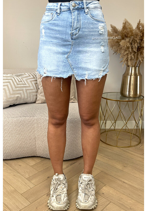 BLUE - 'AUDREY SKORT' - SUPER STRETCH DENIM SKORT (SKIRTLOOK WITH SHORTS)