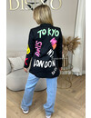 BLACK - 'SMILEY CITY BLAZER' - COLORFULL GRAFFITI BLAZER