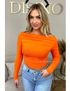 ORANGE - 'ALANI TOP' - RUCHED LONG SLEEVE TOP