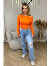 ORANGE - 'ALANI TOP' - RUCHED LONG SLEEVE TOP