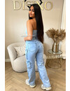 LIGHT BLUE - 'REESE JUMPSUIT' - SUPER STRETCH MULTIPOCKET CARGO JUMPSUIT