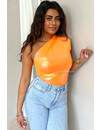 ORANGE - 'SELENA BODYSUIT' - METALLIC ONE SHOULDER BODYSUIT