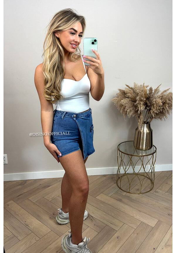 BLUE - 'CAMERON' - SUPER STRETCH DENIM SKORT