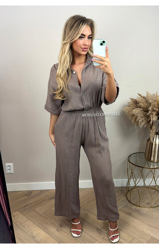 MOCCA - 'MAEVE JUMPSUIT' - MOESSELINE WAFFLE COTTON JUMPSUIT 