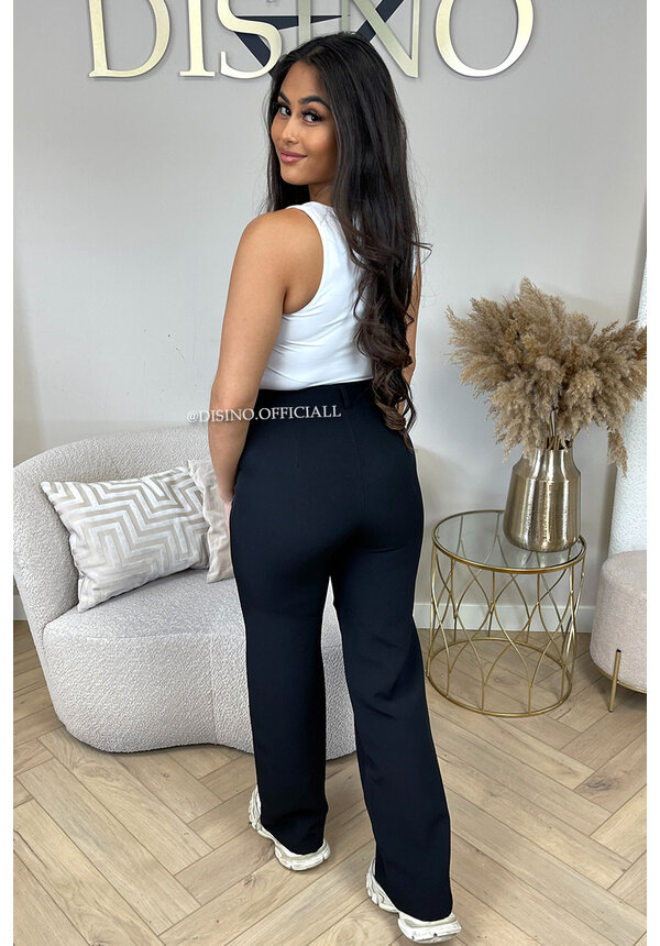 BLACK - 'KIANA V2 PANTS' - PERFECT FIT HIGH WAIST STRAIGHT PANTALON