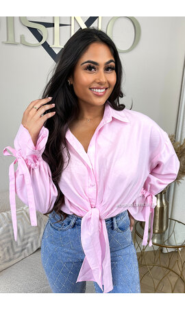 PINK - 'MONICA' - CROPPED KNOT BLOUSE