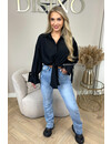 BLACK - 'MONICA' - CROPPED KNOT BLOUSE