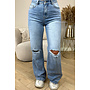 BLUE - 'LISSABON' - STRETCH RIPPED KNEE BOYFRIEND JEANS