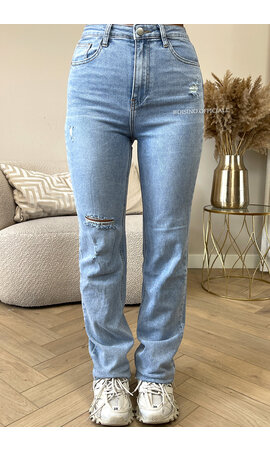 LIGHT BLUE - 'MADRID' - SUPER STRETCH HIGH WAIST STRAIGHT LEG JEANS - 2532